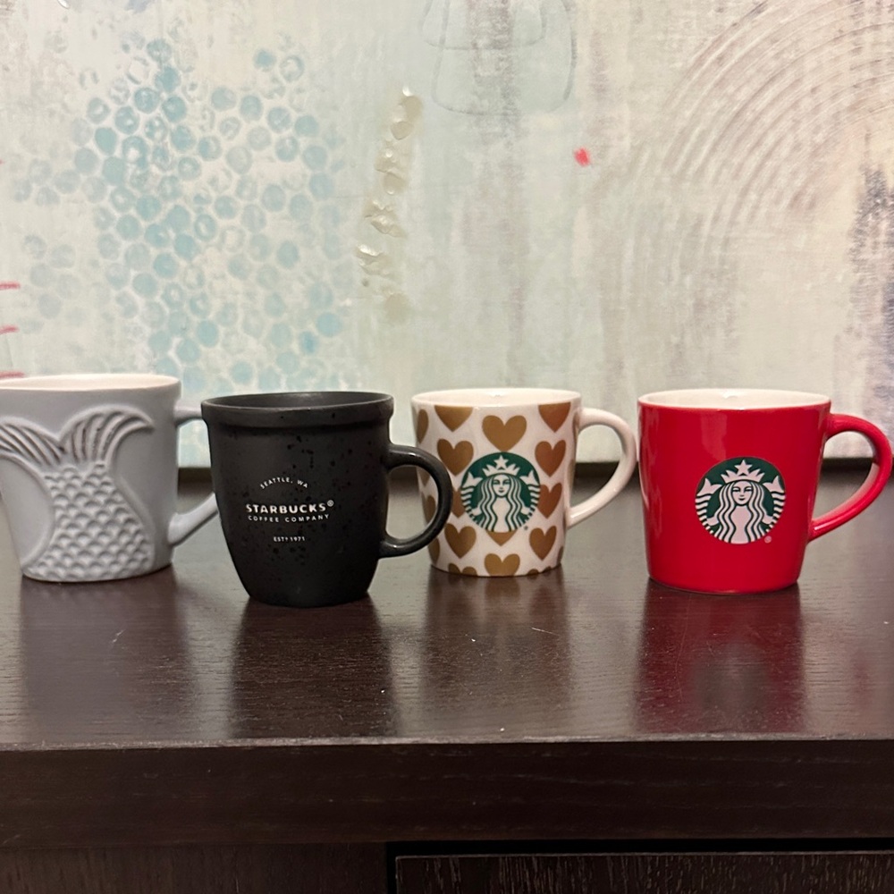 Starbucks Ceramic Mini Mug Collection - Gray, Black, Gold, Red